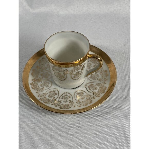 La C'ebone Romantic Demitasse Cup Saucer Fine China 22 K gold La Petite Espresso - Picture 11 of 14